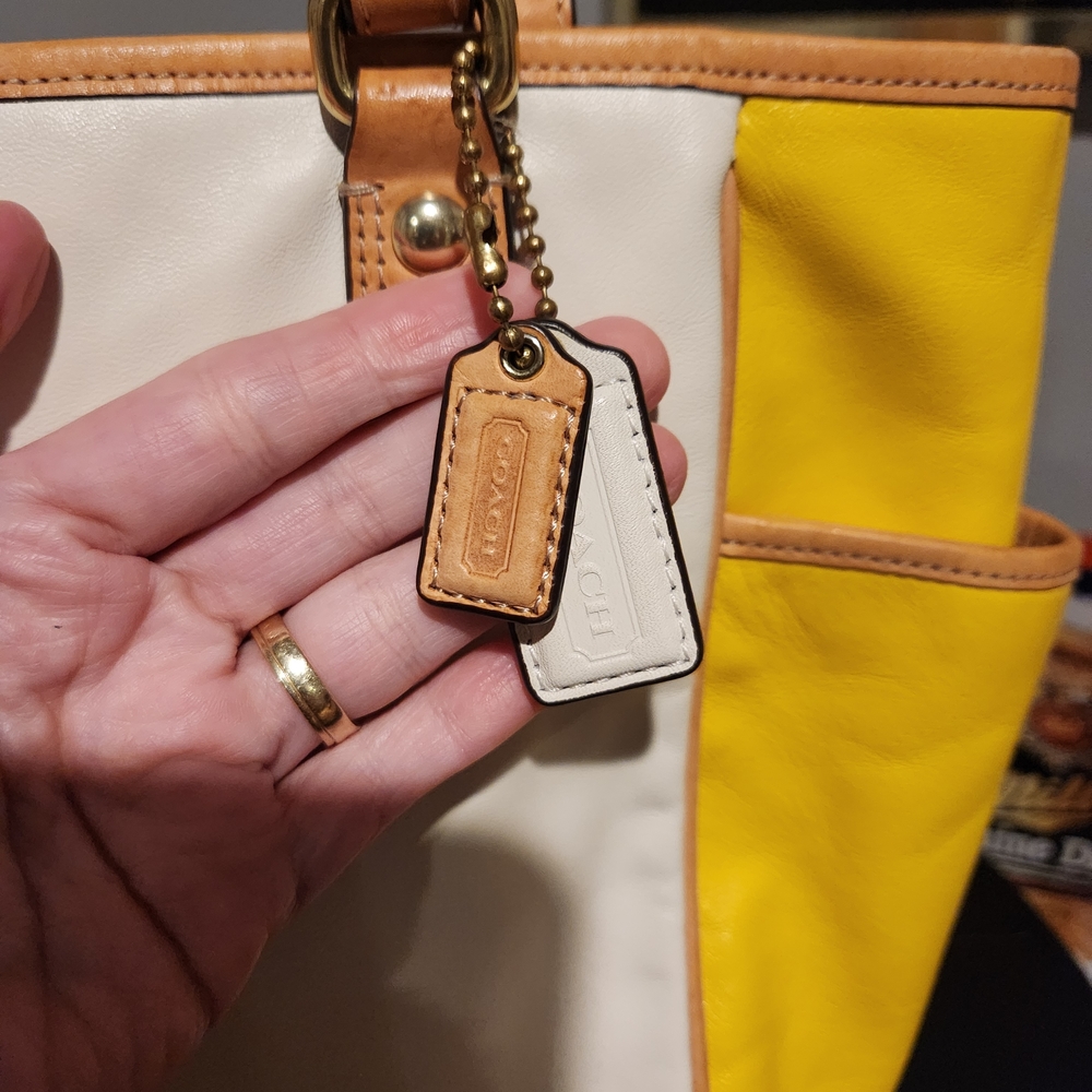 Coach Park Hamptons Color Block Leather Tote Bag - Picture 2 of 9